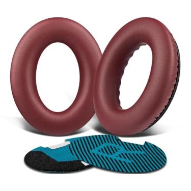 Imagem de SoloWIT Almofadas De Couro Proteico Para Fones Ouvido Bose, Reposição Quietcomfort 15 Qc15 Qc25 Qc2 Qc35/Ae2 Ae2I Ae2W/Soundtrue E Soundlink Around-Ear Series - Borgonha