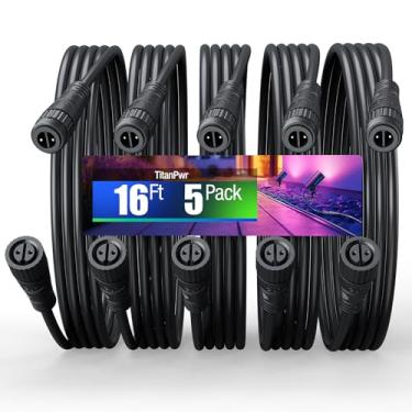 Imagem de TitanPwr Extensão De Cabo À Prova D'Água 4,8 M (Pacote Com 5) Para Luzes Externas Philips Hue 24 V, Compatível Lily Spot, Calla Pathway, Pedestal Impress E Luminária Parede, Conector Macho-Fêmea