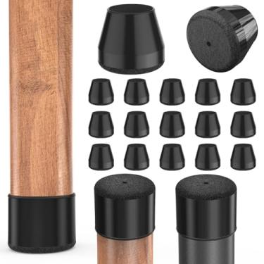 Imagem de CHWM Protetores De Pernas Cadeira Para Pisos Madeira, 16 Peças Tampas Feltro Silicone Móveis Evitar Arranhões No Piso E Reduzir Ruídos, Fáceis Mover, Pretas, Tamanho: 4,1-5 Cm.