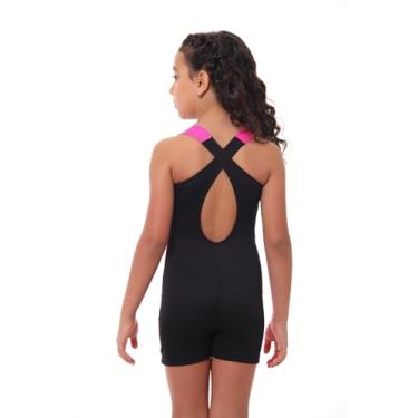 Imagem de Kit 2 Maiô Perninha Natação Infantil Juvenil Proteção Uv Piscina (Preto/Pink, 10)