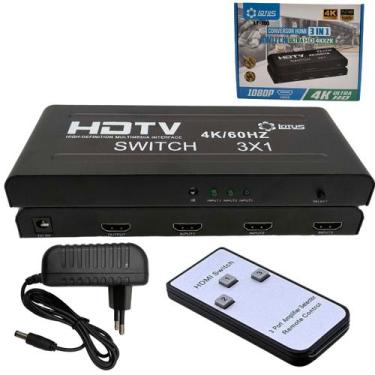 Imagem de Switch Conversor Hdmi 4k Profissional 3x1 C/ Controle Remoto - Lotus