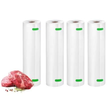 Imagem de Bobina De Saco Plástico A Vácuo Gofrado 4 Rolos 25cm x 5m Reutilizável Livre De BPA Para Conservação De Alimentos