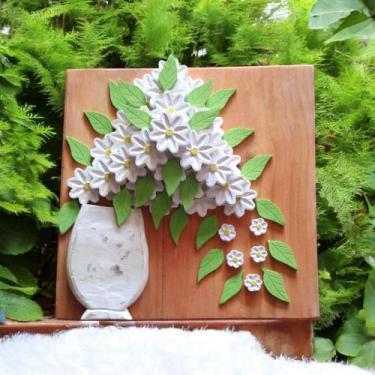 Imagem de Quadro madeira maciça de flores meio metro - Serginho entalharte