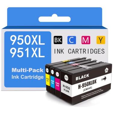 Imagem de Cartuchos de tinta 950 951 compatíveis com HP 950XL 951XL cartuchos de tinta combo uso para OfficeJet Pro 8600 8610 8615 8620 8100 8630 8660 8640 276DW 251DW, pacote com 4 unidades preto ciano magenta