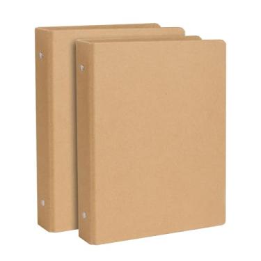 Imagem de A5 fichário Kraft com 6 unidades de fichário redondo, pacote com 2, protetor de capa dura durável para diário, caderno, folhas inseridas e papel de reposição, adequado para papel A5 com 6 furos,