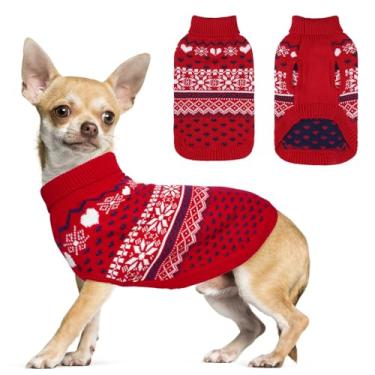 Imagem de SCENEREAL Suéteres para cães pequenos, médios e grandes, pulôver de gola rolê para Natal e inverno, casaco de floco de neve roupas de cachorro para filhotes de cachorro meninas meninos