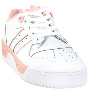 Imagem de Tênis masculino Adidas GS Rivalry Low (criança grande), Footwear White/Footwear White/Glow Pink, 6.5 Big Kid