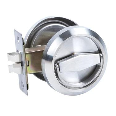 Imagem de Fechaduras de aço inoxidável 304 fechaduras de porta de privacidade fechaduras redondas para cama/banho bolso trinco de porta, alças de porta embutidas ocultas fechadura maçaneta de porta ranhurada