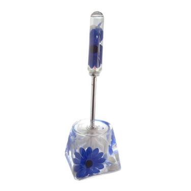 Imagem de Escova sanitária decorada acrílico banheiro azul - clink