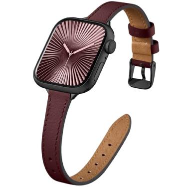 Imagem de DGege Pulseira fina de couro compatível com Apple Watch Ultra SE séries 10/9/8/7/6/5/4/3/2/1 de 38 mm, 40 mm, 41 mm, 42 mm, 45 mm, 46 mm e 49 mm, 49 mm, 40 mm, 40 mm, 41 mm, 41 mm, 40 mm, 41 mm, 40