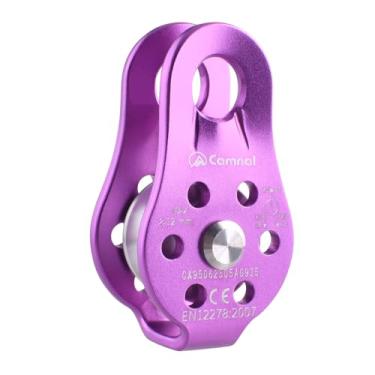 Imagem de TRIWONDER Polia de escalada 26kN Polia de resgate com certificação CE Polia única Polia de corda de olho fixo de alumínio (02 26kN - Roxo)