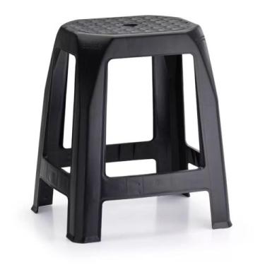 Imagem de 1 Unidade Banqueta Preta Plástico Resistente Adulto - Plasmont