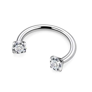Imagem de Hnxnskt Anel de nariz em ferradura de aço cirúrgico duplo piercing de nariz 18 g anéis labiais zircônia cúbica sapato de cavalo Daith piercing joia para mulheres diâmetro interno 8-10 mm, Metal