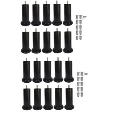 Imagem de Kits Pé Cama Box Plástico Fixo Rosca Bucha Americana - Jthome, Preto, 