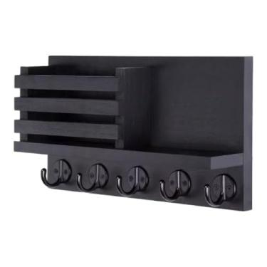 Imagem de predolo Porta-chaves de parede, organizador de correspondência de madeira, enfeite, cabide pendurado, com gancho para casacos, bolsas, jaquetas, bolsa de