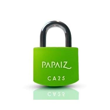 Imagem de Papaiz CA25, Cadeado em Alumínio, 25mm, Verde, com 2 Chaves em Latão