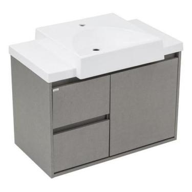 Imagem de Gabinete Para Banheiro Grigio E Madeira Atlas 54X78X42 Cm - Fabribam