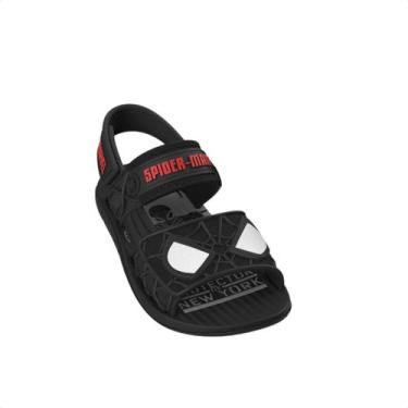 Imagem de Sandália Papete Grendene Homem Aranha Preta, Preto, Vermelho, 33/34