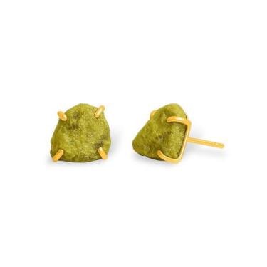 Imagem de Brinco Tarraxa Serpentinita - Cristal Natural, Banho Ouro 18k