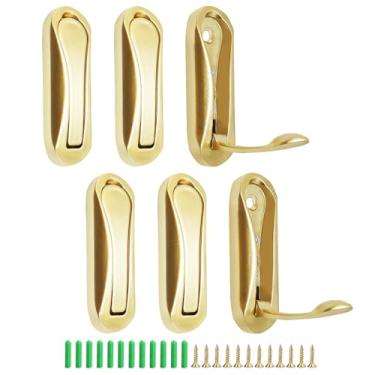 Imagem de HhdvdyWgd 6 ganchos de parede dobráveis, ganchos resistentes para pendurar casacos, cachecóis, chapéus, roupões de banho, chaves, bolsas – retráteis, economia de espaço e decorativos (dourado)