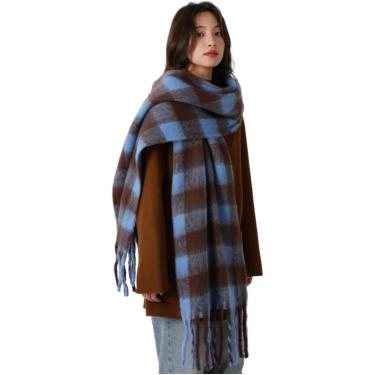 Imagem de Cachecol Cachecol Feminino De Inverno Grande Xadrez Engrossado Xadrez Colorido Extra Grande Cachecol Grosso Macio Grande Inverno Quente, Black-c, A