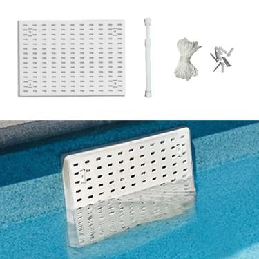 Imagem de Kit de proteção de escumadeira de piscina, rede de escumadeira de folhas, escudo coletor, sistema de rede de ação de mola, proteção de folhas, detritos, evita bloqueio, fácil montagem, ajuste durável