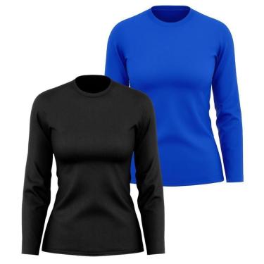 Imagem de Kit 2 Camisetas Manga Longa Segunda Pele Feminina Lisa Dry Academia Fit-Feminino