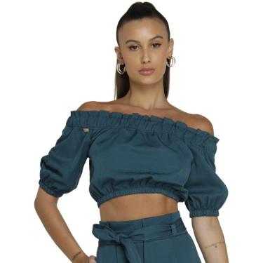 Imagem de Blusa Onça Preta Cigana Manga Curta V23 Azul Feminino-Feminino