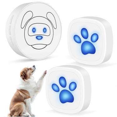 Imagem de Whimsii Campainha para cães, campainha sem fio para sair, botões à prova d'água IP55, 55 melodias, 4 níveis de volume e alcance de 289 m (branco, 1 receptor 2 transmissores)