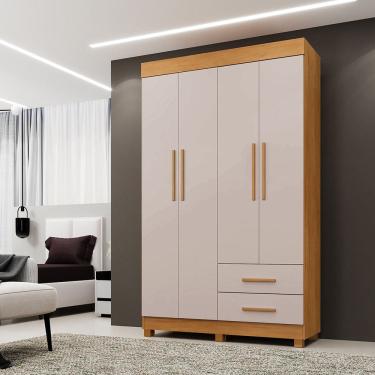 Imagem de Guarda Roupa Solteiro 4 Portas 2 Gavetas com Pés Copacabana New Benetil