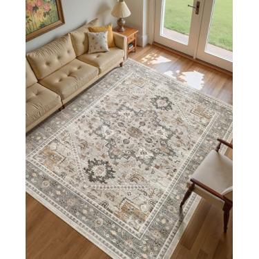 Imagem de Micgeek Tapete vintage 22 x 30,5 cm: Tapete de piso grande lavável neutro macio antiderrapante fino para sala de estar, quarto, cozinha, sala de jantar, casa, escritório, casa de fazenda interna