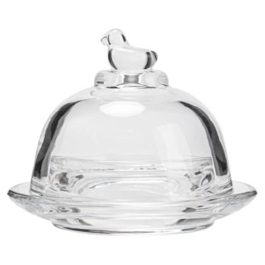 Imagem de zaoalife Prato de exibição de bolo de vidro com cúpula, mini bandeja decorativa para bolo com tampa de cúpula de vidro, bandeja para servir bolo de sobremesa