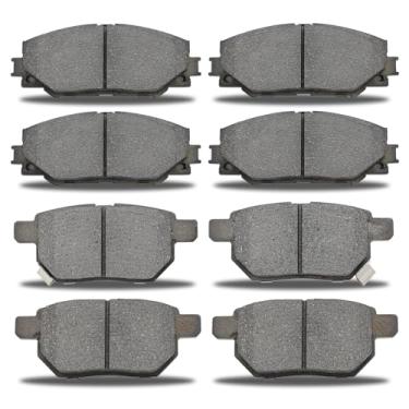 Imagem de Conjunto de pastilhas de freio disco cerâmico dianteiro e traseiro EHT1210H, D1210-8330, D1354-8463 compatível com Toyota Corolla 2009-2011, 2014-2019, Pontiac Vibe 2009-2010, Scion X2008-2015 B, 2000