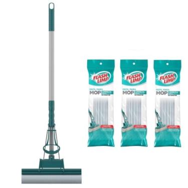 Imagem de Kit Mop com Rodo PVA Mágico MOP7671, 3 Refis RMOP7671, para Limpeza Geral