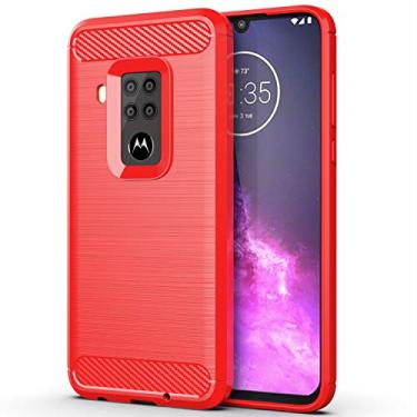 Imagem de Osophter Capa para Motorola Moto One Zoom, Motorola Moto One Pro, capa protetora de borracha TPU flexível com absorção de choque para celular Moto One Zoom (vermelho)