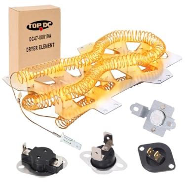 Imagem de TOPDC Elemento de aquecimento da secadora DC47-00019A atualizado para Samsung DV45H7000EW/A2, DV42H5000EW/A3, DV48H7400EW/A2 e mais | Inclui fusível térmico, termostato, DC96-00887A, DC47-00016A/18A