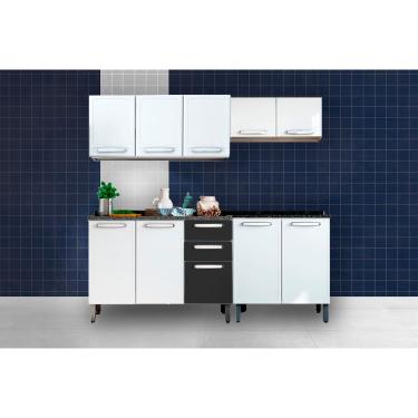 Imagem de Cozinha Completa Evidence 4 Peças (2Aéreos+2Balcões) C4P61 Branco/Preto - Bertolini