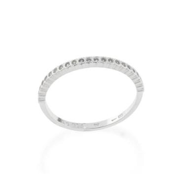Imagem de Meia Aliança Rommanel Prata 925 com Zircônias 810272, Branco, 20
