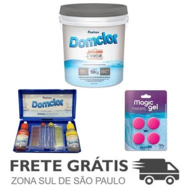Imagem de Kit 1 Cloro Dicloro Premium 56% 10KG + 1 Estojo 1 MagicGel - Domclor