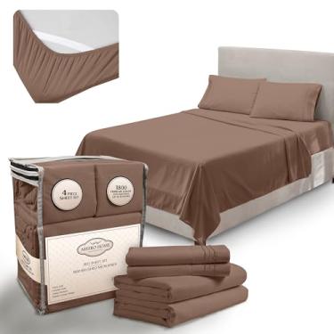 Imagem de Abeero Home Jogo de lençol California King - Lençóis de cama de hotel de luxo - Lençóis macios de resfriamento com tiras elásticas nos cantos - Microfibra com bolsos profundos - Lençóis de cama e