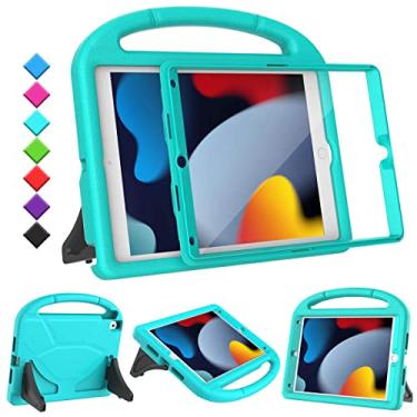 Imagem de TOEVEK Capa infantil para iPad 9ª/8ª/7ª geração, iPad 10.2 com protetor de tela integrado, capa protetora durável à prova de choque para iPad de 10,2 polegadas 2021/2020/2019, azul-petróleo