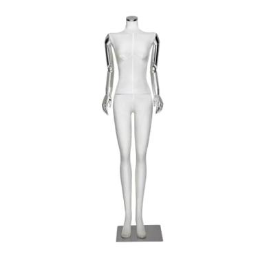 Imagem de Mannequin Manequins de varejo humanos em pé com altura de 66,92 polegadas, torso de veludo, braços destacáveis e giratórios, manequim(White)