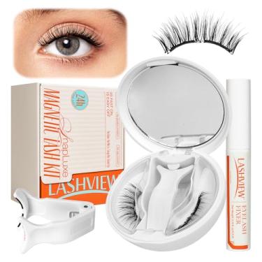 Imagem de LASHVIEW Cílios magnéticos com aplicador, cílios magnéticos macios reutilizáveis aparência natural, sem necessidade de cola RCM01-YT