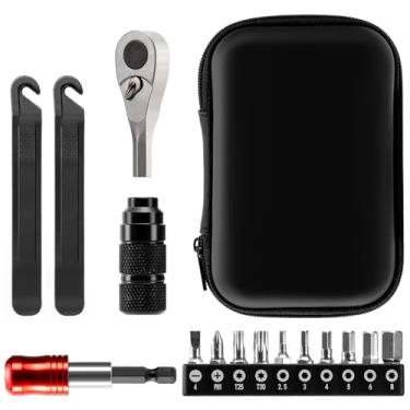 Imagem de WINFAVO Kit de ferramentas de reparo de bicicleta com 10 brocas magnéticas - Multiferramenta de liga para bicicleta, MTB, ciclismo de estrada - conjunto de ferramentas multifuncionais portátil em um