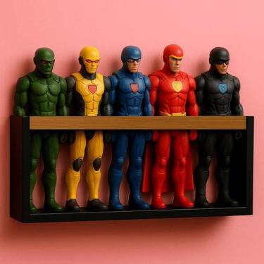 Imagem de Estante de brinquedos Prateleira organizadora de bonecos super heróis,