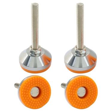Imagem de PHITUODA Pacote com 4 pés de nivelamento resistentes, nivelador de perna ajustável antiderrapante para móveis, niveladores giratórios de borracha rosqueada para bancada/máquina/armário (D60 x M12 x 90