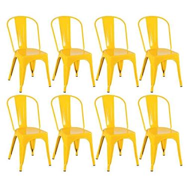Imagem de Loft7, Kit 8x Cadeiras Iron Tolix Design Industrial em Aço Carbono, Sala de Jantar, Cozinha, Bar, Restaurante e Varanda Gourmet - Amarelo