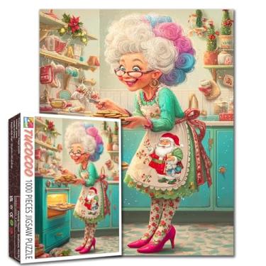 Imagem de Quebra-cabeça Happy Grandmas 1000 peças para adultos idosa vestindo avental de Papai Noel quebra-cabeça cozinha 1000 peças quebra-cabeças 50.8 cm x 78 cm DIY artesanato quebra-cabeça arte decoração de