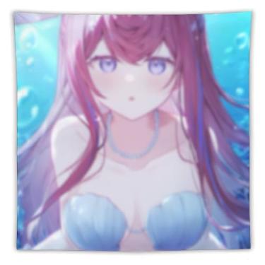 Imagem de LIEGBMEU Tapeçaria sexy de anime menina 152 x 152 cm arte de colcha de parede decoração de tapeçaria caprichosa AF105