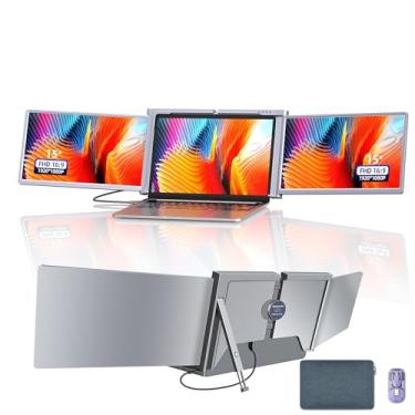 Imagem de DANCESOUL Extensor de tela de laptop de 15 polegadas, monitor duplo, apenas 1 cabo tipo C/USB-A Plug & Play, extensor de monitor de laptop IPS FHD 1080p compatível com Windows/Mac (para laptops de 15